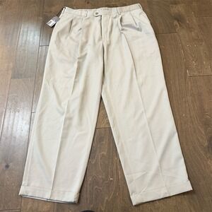 Savane Men's‎ Dress Pants Beige Pleated Cuffed Hem Straight Leg 38x30